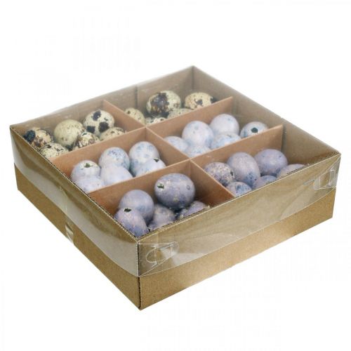 Floristik24 Mezcla de huevos de codorniz púrpura, violeta, naturaleza huevos vacíos como decoración 3cm 65p