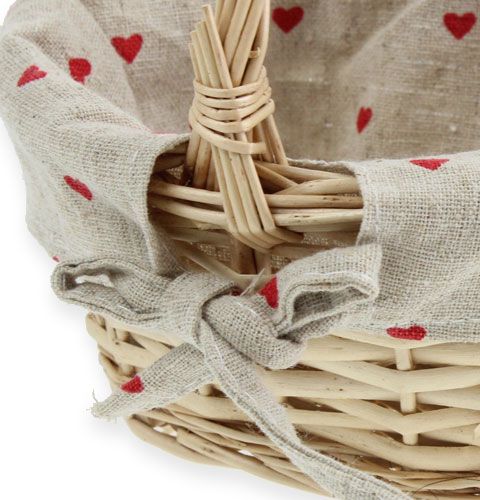 Floristik24 Cesta de mimbre redonda con incrustación de tela 14 cm