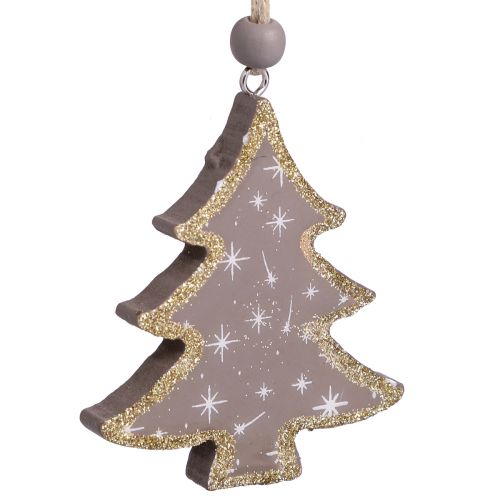 Artículo Colgante navideño estrella árbol corazón madera 6,5/7cm 6uds