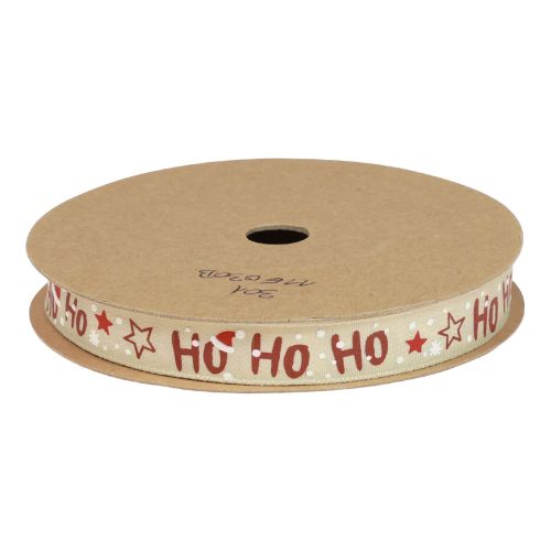 Artículo Cinta navideña “Ho Ho Ho” cinta de regalo beige 15mm 15m