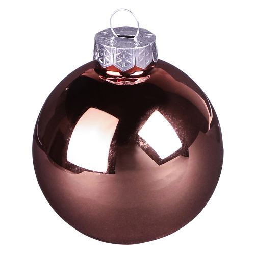 Artículo Bolas de árbol de Navidad de cristal rosa albaricoque Ø6cm 24 piezas