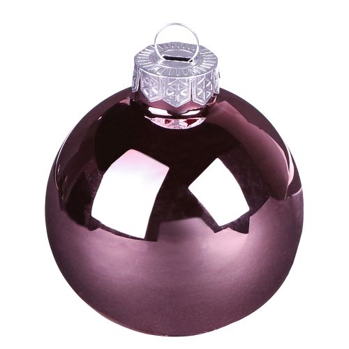 Artículo Bolas de árbol de Navidad de cristal rosa albaricoque Ø6cm 24 piezas