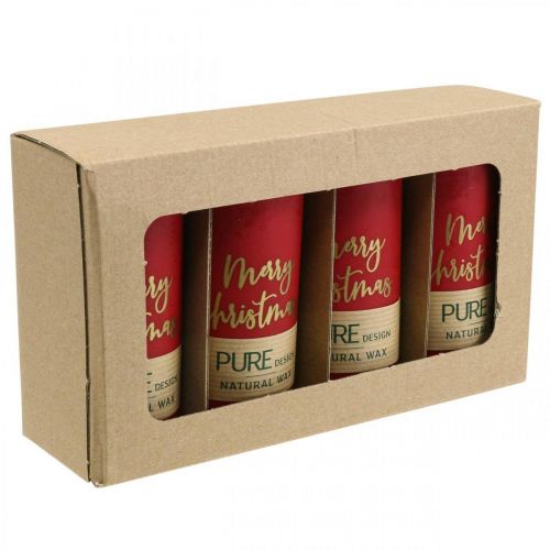 Artículo Velas de pilar PURE Merry Christmas 130/60mm cera roja 4uds