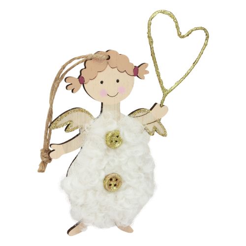 Artículo Ángel navideño con corazón Adornos para árboles de Navidad madera 14,5 cm 8 piezas