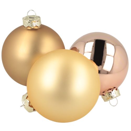 Artículo Bolas navideñas de cristal mate y brillante en dorado y rosa, 7,5 cm, 12 unidades