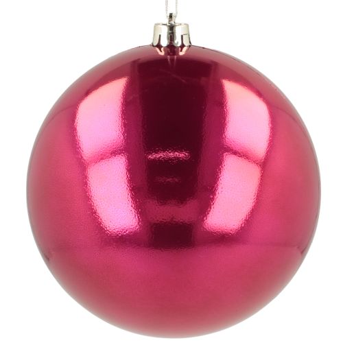 Artículo Bola de Navidad de plástico grande para árbol de Navidad rosa Ø14cm
