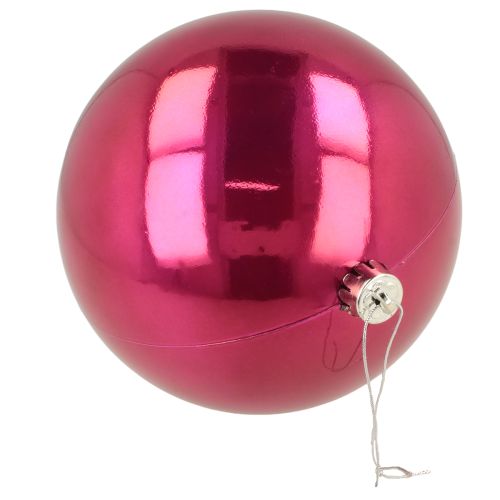 Artículo Bola de Navidad de plástico grande para árbol de Navidad rosa Ø14cm