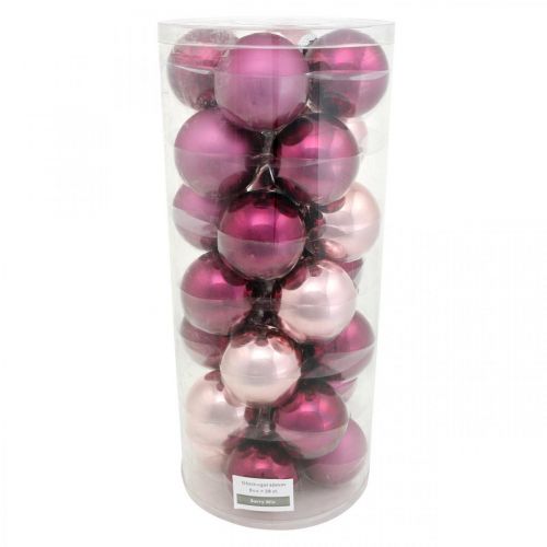 Artículo Bola de Navidad, adornos para árboles de Navidad, bolas de árbol violeta H6,5cm Ø6cm vidrio real 24 piezas