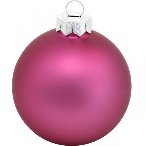 Artículo Bolas navideñas, adornos para árboles, bolas de cristal violeta H8,5cm Ø7,5cm vidrio real 12 piezas