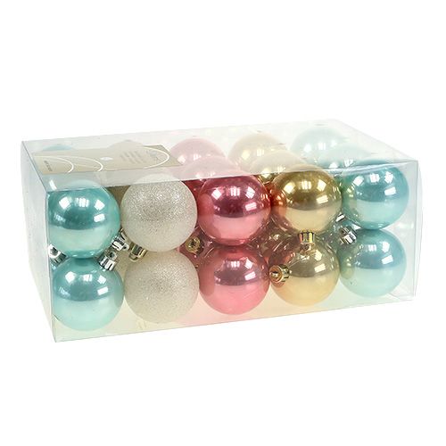 Floristik24 Set de bolas navideñas de plástico color pastel Ø6cm 30pcs