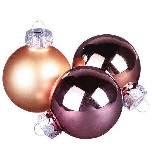 Artículo Bolas navideñas mezcla de albaricoque bolas de árbol vidrio Ø4cm 24 piezas