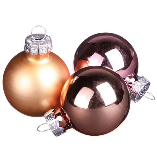 Bolas navideñas vaso rosa albaricoque mix mini Ø3cm 22uds