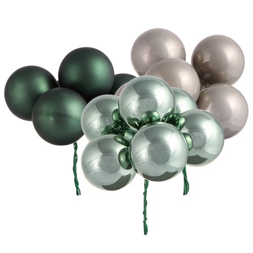 Bolas navideñas sobre alambre de vidrio verde gris Ø40mm 32 piezas