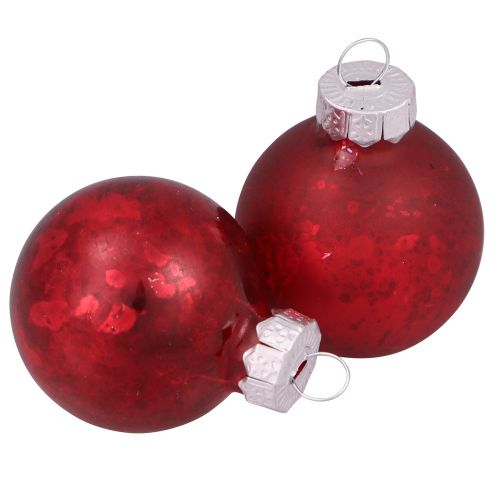 Bolas navideñas de cristal vintage rojo mini Ø3cm 22 piezas