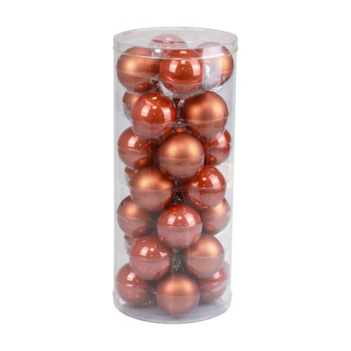 Artículo Bolas navideñas de cristal bolas para árboles de Navidad rojo marrón Ø6,5cm 24 piezas