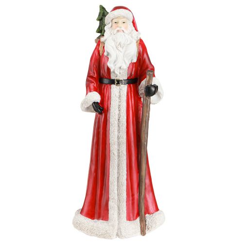 Artículo Figura de Papá Noel con cesta rojo blanco verde oro Al. 36 cm
