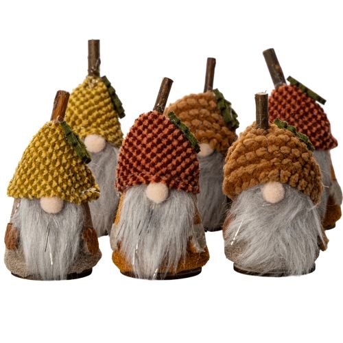 Artículo Conjunto de figuras de gnomos con gorro de punto y bellota, 10 cm, 6 piezas.