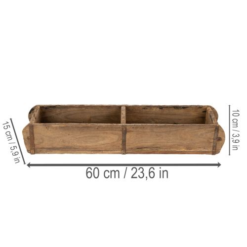 Artículo Bandeja de madera con dos compartimentos, forma de ladrillo auténtico, adecuada para el hogar o la oficina, 60cm