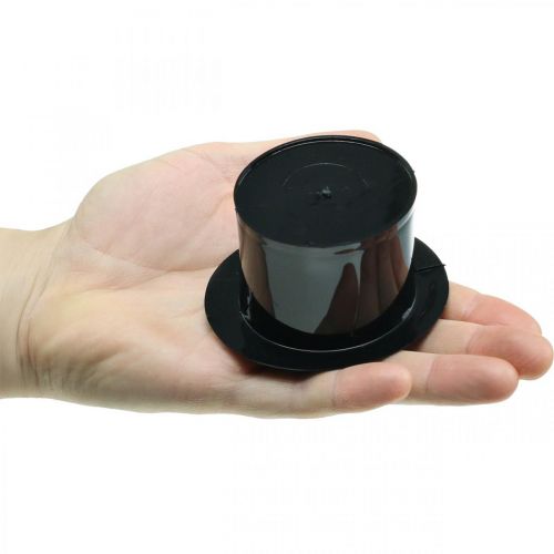 Artículo Cilindro decorativo, decoración de Nochevieja, sombrero para plantar, macetero Año Nuevo Negro H5cm L12cm 20 piezas