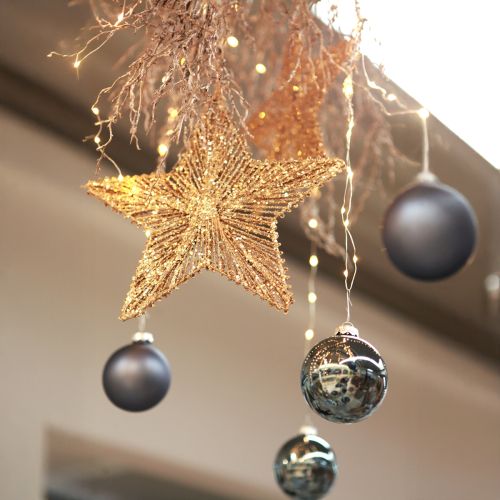 Artículo Adornos para árbol de Navidad, decoración de Adviento, colgante de estrella dorado W30cm 4 piezas