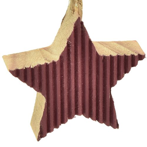 Artículo Decoraciones para árboles de Navidad corazón de madera árbol estrella rojo 4,5 cm 9 piezas