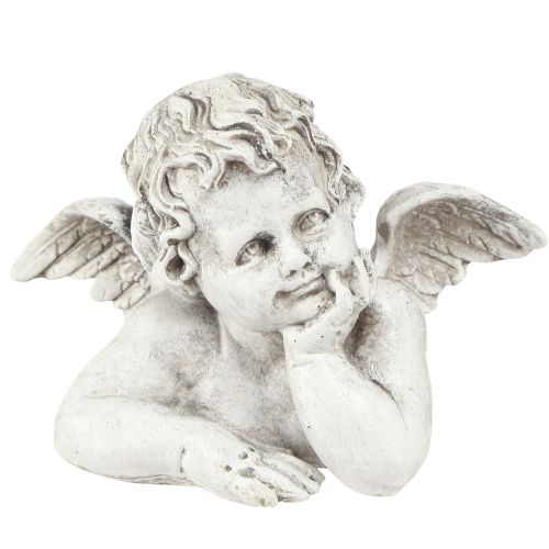 Floristik24 Figura decorativa de ángel decoración de tumba de poliresina gris blanco Al.6cm 3 piezas