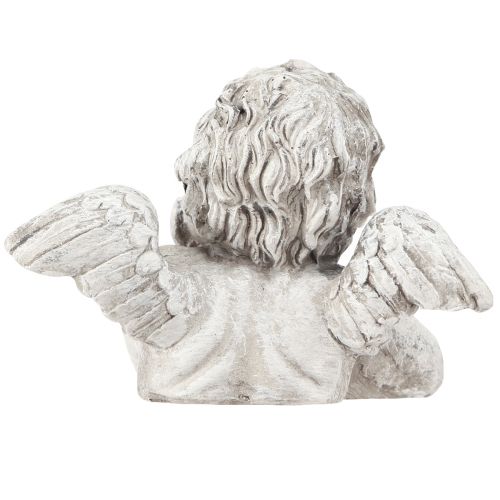 Artículo Figura decorativa de ángel decoración de tumba de poliresina gris blanco Al.6cm 3 piezas