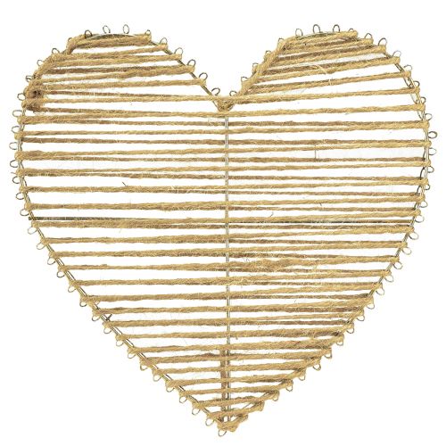Corazón decorativo de yute natural para decoración navideña para colgar 20cm 4 piezas
