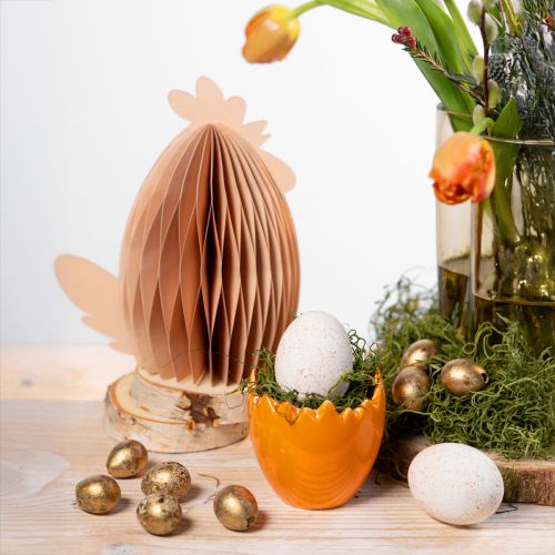 Floristik24 Figuras de nido de abeja decorativas de color blanco y naranja para Pascua, 19 x 12 x 20 cm, 2 unidades