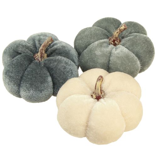 Floristik24 Tela Decorativa Calabazas Aterciopelada Crema Gris Otoño Ø7cm 9uds