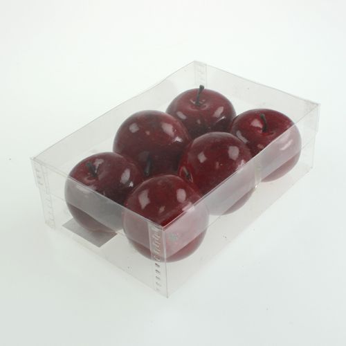 Artículo Manzanas artificiales rojas, brillantes 6cm 6 piezas