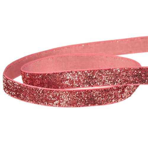 Artículo Cinta decorativa cinta rosa brillante cinta de joyería glamour W10mm L10m