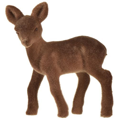 Figura decorativa ciervo cervatillo flocado marrón figuras navideñas 10,5cm 6 piezas
