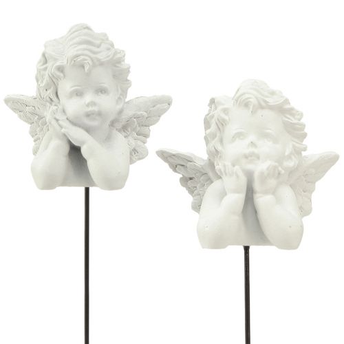 Artículo Tapón decorativo figuras de ángeles decoración de tumbas blanco H5cm 6 piezas