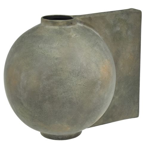 Jarrón decorativo de cerámica aspecto antiguo gris bronce 30×20×24cm