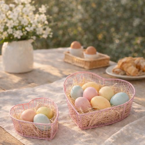 Artículo Cestas de alambre, en forma de corazón, para decoración y organización, 20 cm, juego de 4