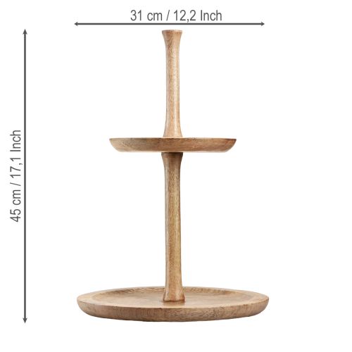 Artículo Soporte para tartas decoración de madera 2 niveles natural redondo Ø31/20cm H45cm