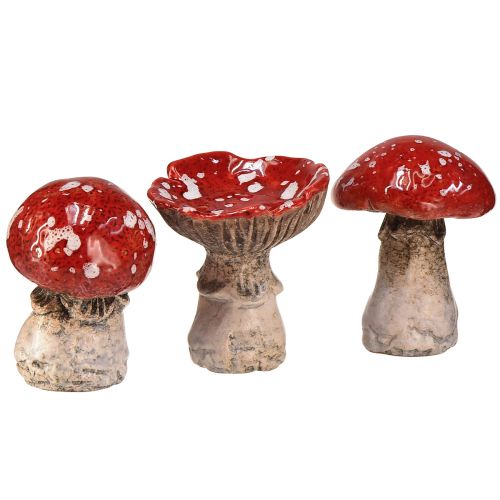 Encantadores adornos de setas de cerámica en juego de 3 - rojo con lunares blancos, 8,6 cm - decoración ideal para el jardín