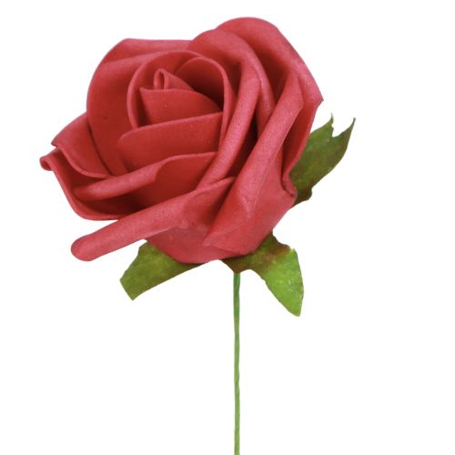 Artículo Rosa de espuma Rosas artificiales rojas de espuma 7,5 cm 18 piezas