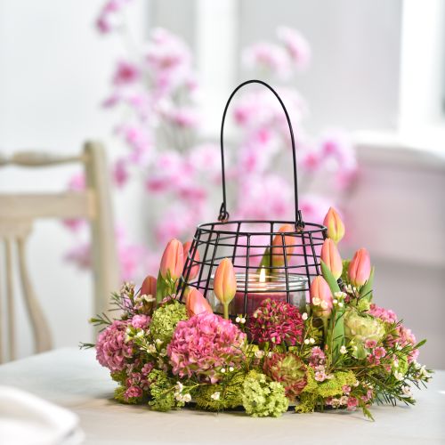 Artículo Farol de jardín con asa de cristal negro Ø17cm H15cm