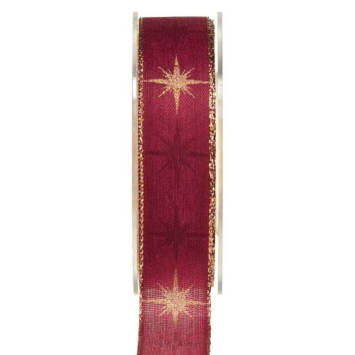 Artículo Cinta de regalo cinta de estrella cinta decorativa oro rojo A25mm L20m