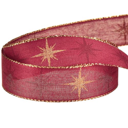 Artículo Cinta de regalo cinta de estrella cinta decorativa oro rojo A25mm L20m