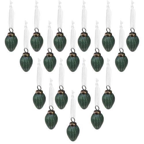 Artículo Conos de vidrio para colgar decoración navideña vidrio verde mate Ø10cm 18 piezas en un vaso