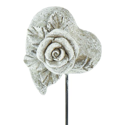 Tapón para tumba corazón tapón conmemorativo rosa gris 5,5x6cm 6 piezas