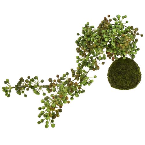 Artículo Hilo de perlas artificiales de planta verde en bola de musgo 38cm