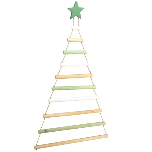 Decoración colgante Árbol de Navidad estrella madera Al. 59 cm