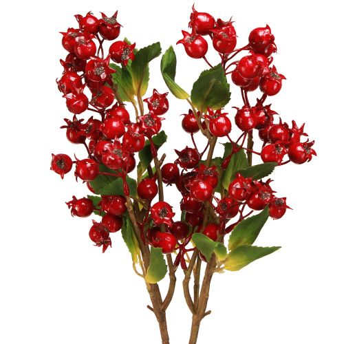 Rama decorativa de escaramujo con frutos rojos L60cm 2 piezas