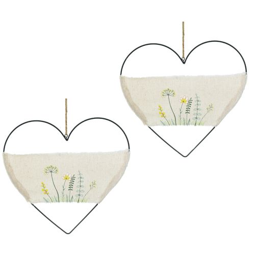 Artículo Anillo decorativo de metal con forma de corazón para colgar con hierbas silvestres L 31,5 cm 2 unidades