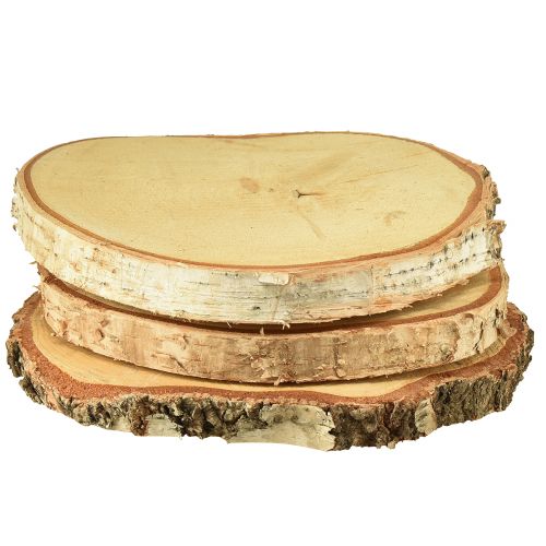 Discos de madera madera de abedul con corteza discos de árbol Ø20-22cm 3 piezas
