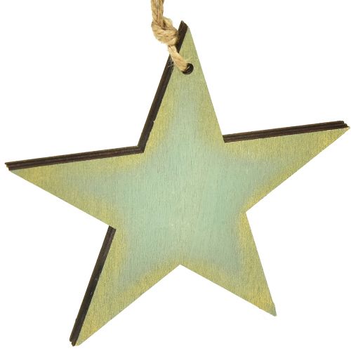 Artículo Estrellas de madera para colgar decoración de ventanas oro menta 12/20/26 cm juego de 3